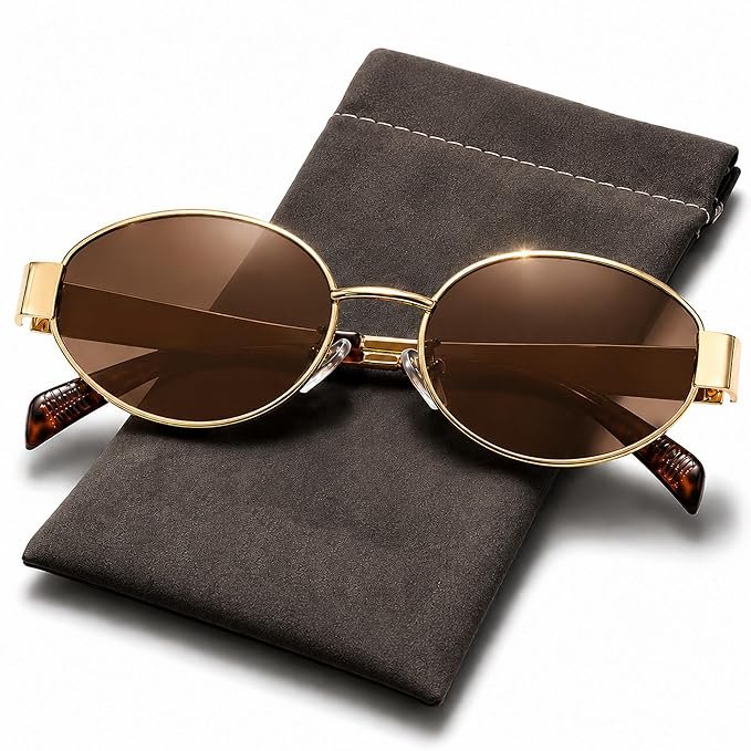FAVELA Retro Oval Sunglasses for Women & Men | Trendy Metal Sun Glasses Classic Shades | UV400 Protection Retro Oval Sunglasses Vintage Style.